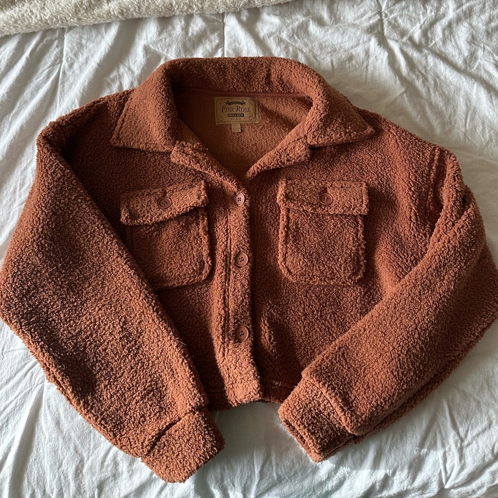 Pink Rose Women's Teddy Jacket in Rust